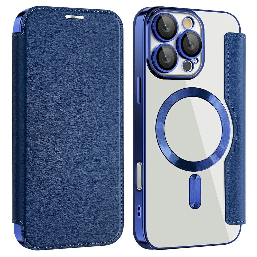 AMORUS For iPhone 16 Pro Case Compatible with MagSafe RFID Blocking Card Holder Leather Phone Cover