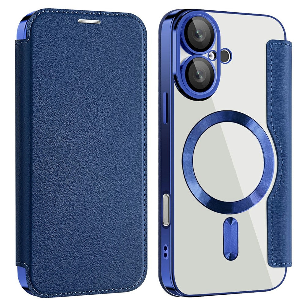 AMORUS till iPhone 16 Plus-fodral kompatibelt med MagSafe RFID-blockerande korthållare i läder
