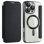 AMORUS Cover til iPhone 16 Pro Max Kompatibel med MagSafe RFID Blokerende Kortholder Læder Telefoncover
