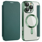 AMORUS Cover til iPhone 16 Pro Max Kompatibel med MagSafe RFID Blokerende Kortholder Læder Telefoncover