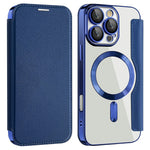 AMORUS Cover til iPhone 16 Pro Max Kompatibel med MagSafe RFID Blokerende Kortholder Læder Telefoncover