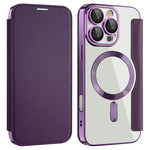 AMORUS Cover til iPhone 16 Pro Max Kompatibel med MagSafe RFID Blokerende Kortholder Læder Telefoncover