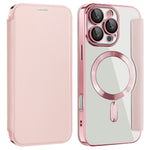 AMORUS Cover til iPhone 16 Pro Max Kompatibel med MagSafe RFID Blokerende Kortholder Læder Telefoncover