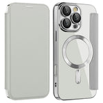AMORUS Cover til iPhone 16 Pro Max Kompatibel med MagSafe RFID Blokerende Kortholder Læder Telefoncover