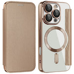 AMORUS Cover til iPhone 16 Pro Max Kompatibel med MagSafe RFID Blokerende Kortholder Læder Telefoncover