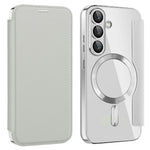 AMORUS For Samsung Galaxy S25 Magnetic Case RFID Blocking Card Holder Leather Phone Cover