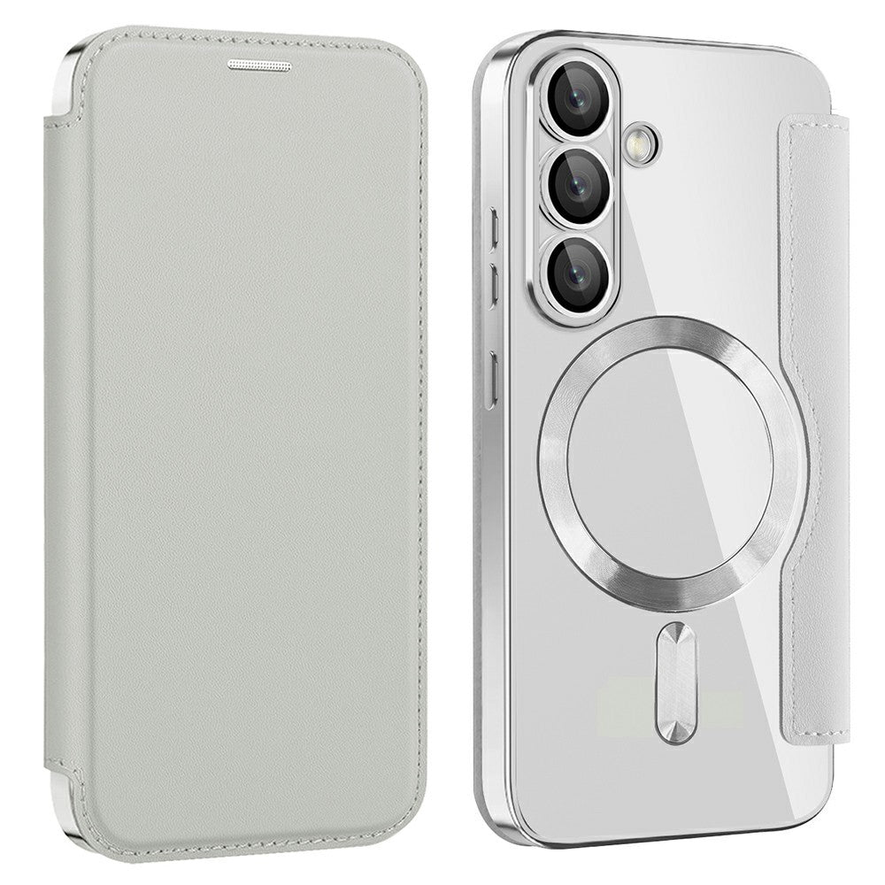 AMORUS For Samsung Galaxy S25 Magnetic Case RFID Blocking Card Holder Leather Phone Cover