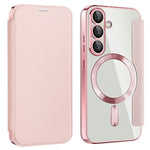 AMORUS For Samsung Galaxy S25 Magnetic Case RFID Blocking Card Holder Leather Phone Cover