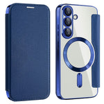 AMORUS For Samsung Galaxy S25 Magnetic Case RFID Blocking Card Holder Leather Phone Cover