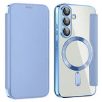 AMORUS For Samsung Galaxy S25 Magnetic Case RFID Blocking Card Holder Leather Phone Cover
