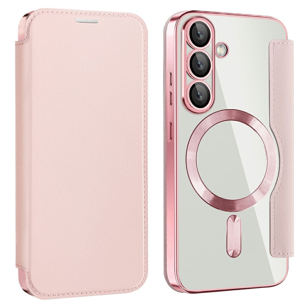 AMORUS For Samsung Galaxy S25+ Magnetic Case RFID Blocking Card Holder Leather Phone Cover