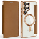 AMORUS til Samsung Galaxy S25 Ultra Cover Magnetisk Cover RFID Blokerende Kortholder Læder Telefoncover