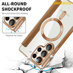 AMORUS til Samsung Galaxy S25 Ultra Cover Magnetisk Cover RFID Blokerende Kortholder Læder Telefoncover