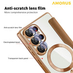 AMORUS til Samsung Galaxy S25 Ultra Cover Magnetisk Cover RFID Blokerende Kortholder Læder Telefoncover