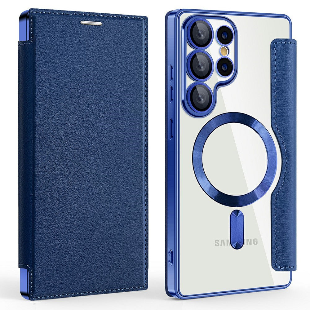 AMORUS til Samsung Galaxy S25 Ultra Cover Magnetisk Cover RFID Blokerende Kortholder Læder Telefoncover