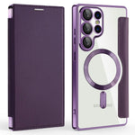 AMORUS til Samsung Galaxy S25 Ultra Cover Magnetisk Cover RFID Blokerende Kortholder Læder Telefoncover