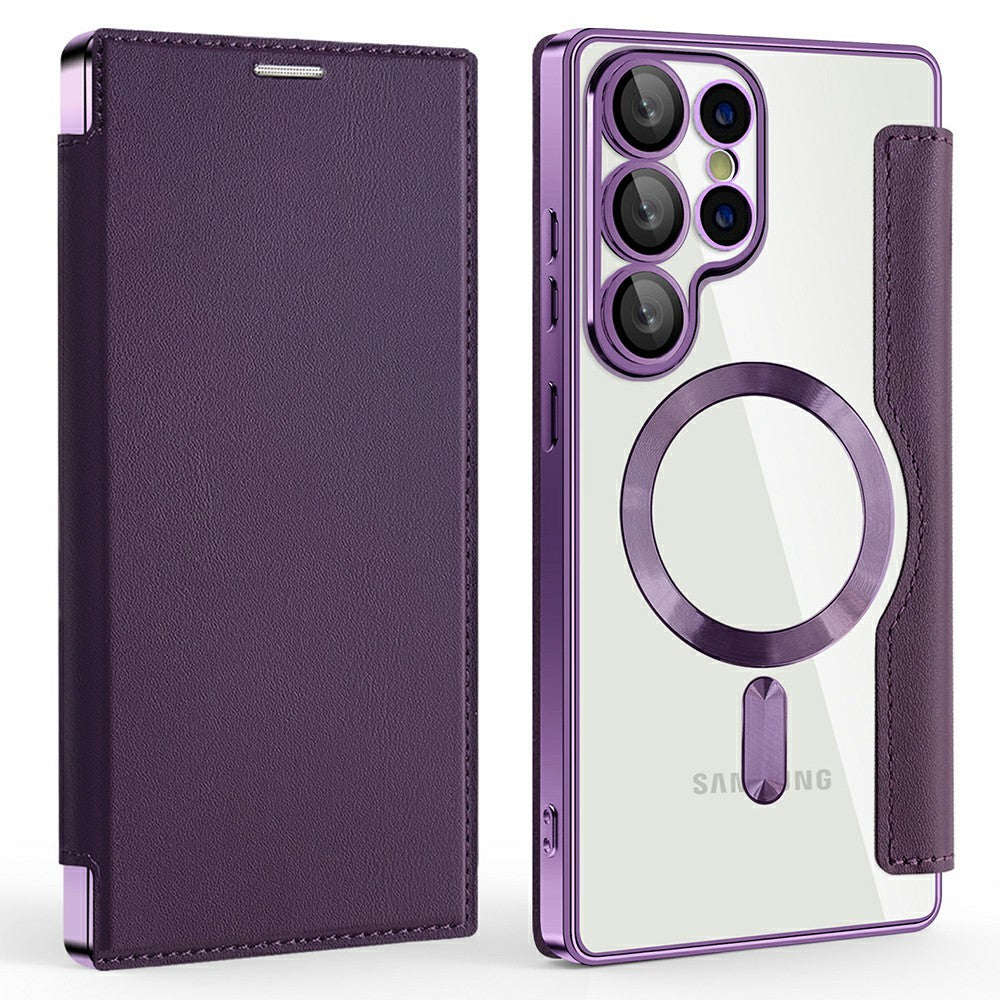 AMORUS til Samsung Galaxy S25 Ultra Cover Magnetisk Cover RFID Blokerende Kortholder Læder Telefoncover