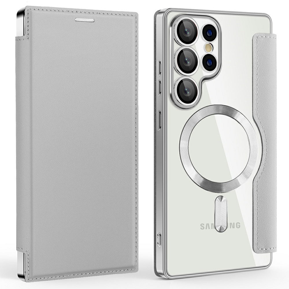 AMORUS til Samsung Galaxy S25 Ultra Cover Magnetisk Cover RFID Blokerende Kortholder Læder Telefoncover