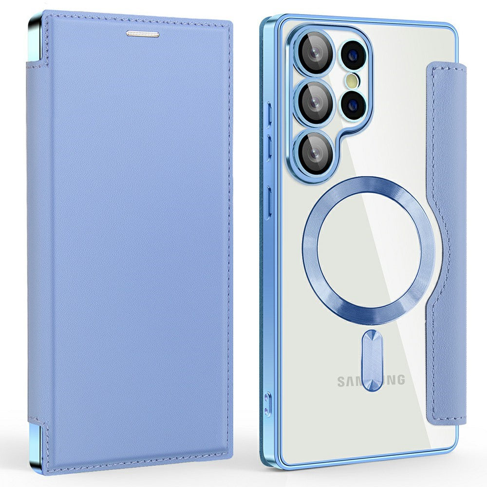 AMORUS til Samsung Galaxy S25 Ultra Cover Magnetisk Cover RFID Blokerende Kortholder Læder Telefoncover