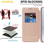 AMORUS til Samsung Galaxy S25 Edge Magnetisk etui RFID-blokerende kortholder læder telefoncover