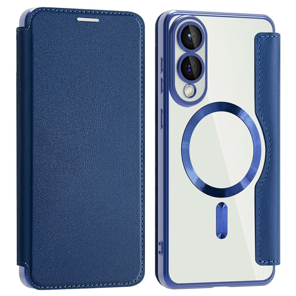 AMORUS For Samsung Galaxy S25 Edge Magnetic Case RFID Blocking Card Holder Leather Phone Cover