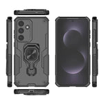 WANLONFENG For Samsung Galaxy S25 FE Phone Case  PC TPU Back Cover Kickstand with Tempered Glass