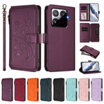 For Xiaomi 15T Pro Leather Case Butterfly Floral Imprint Zipper Wallet Stand Cover with Wrist Strap