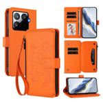 For Xiaomi 15T Pro Leather Case Butterfly Floral Imprint Zipper Wallet Stand Cover with Wrist Strap