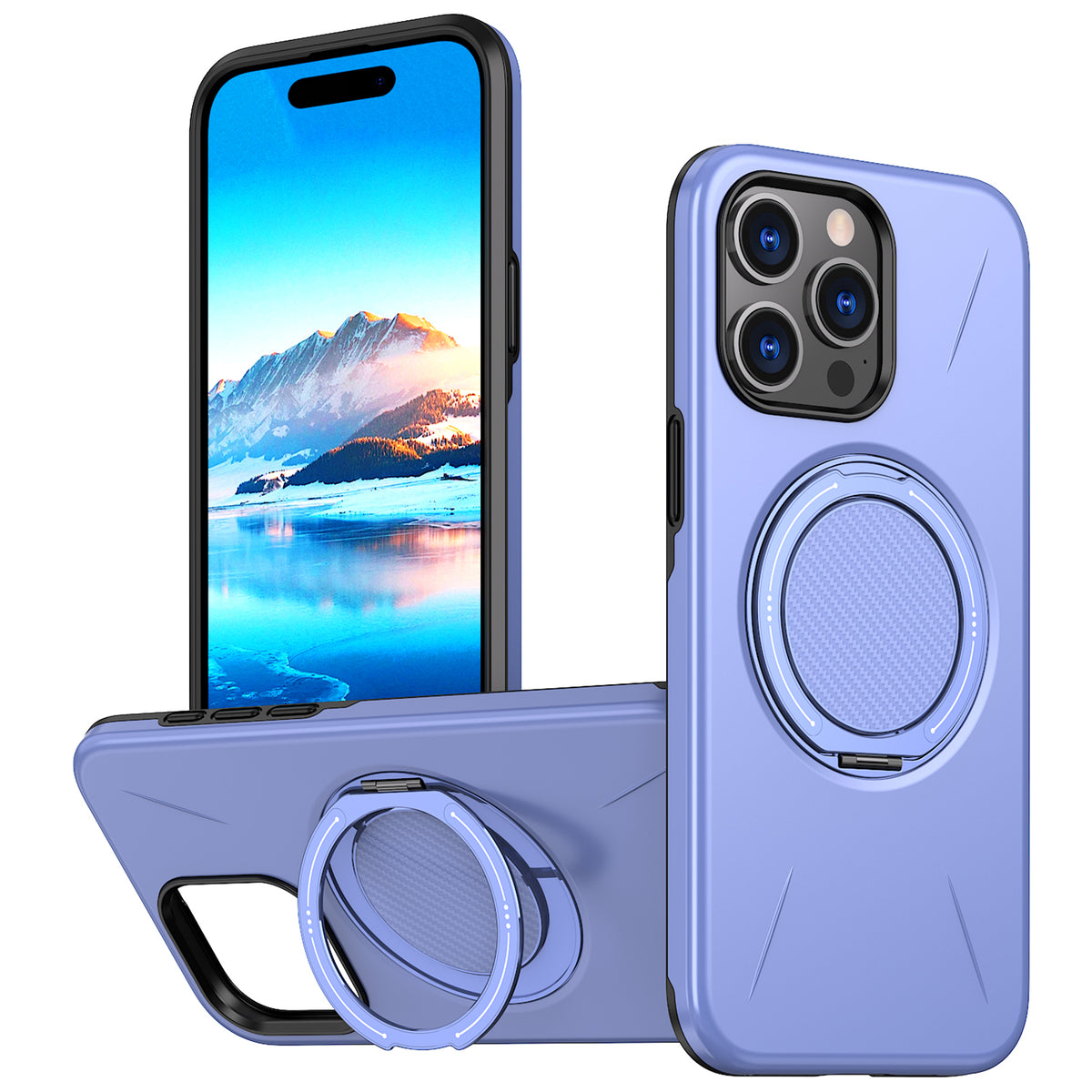 For iPhone 14 Pro Magnetic Case Rotating Kickstand TPU + PC Phone Cover