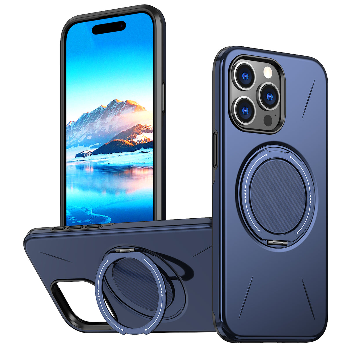 For iPhone 14 Pro Magnetic Case Rotating Kickstand TPU + PC Phone Cover