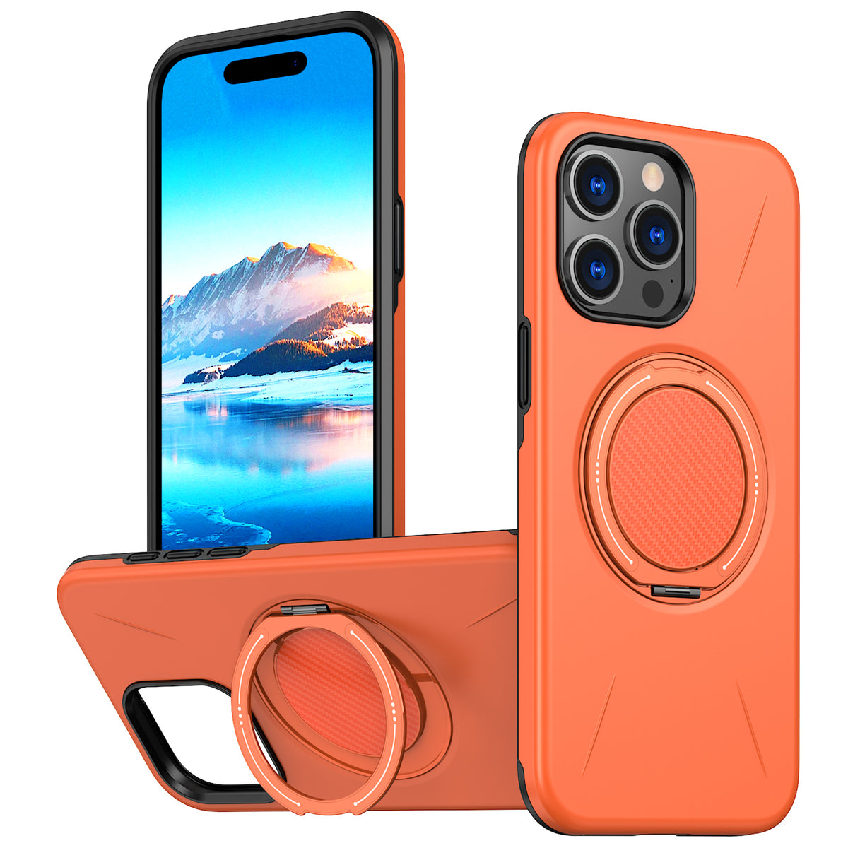 For iPhone 14 Pro Max Magnetic Case Rotating Kickstand TPU + PC Phone Cover