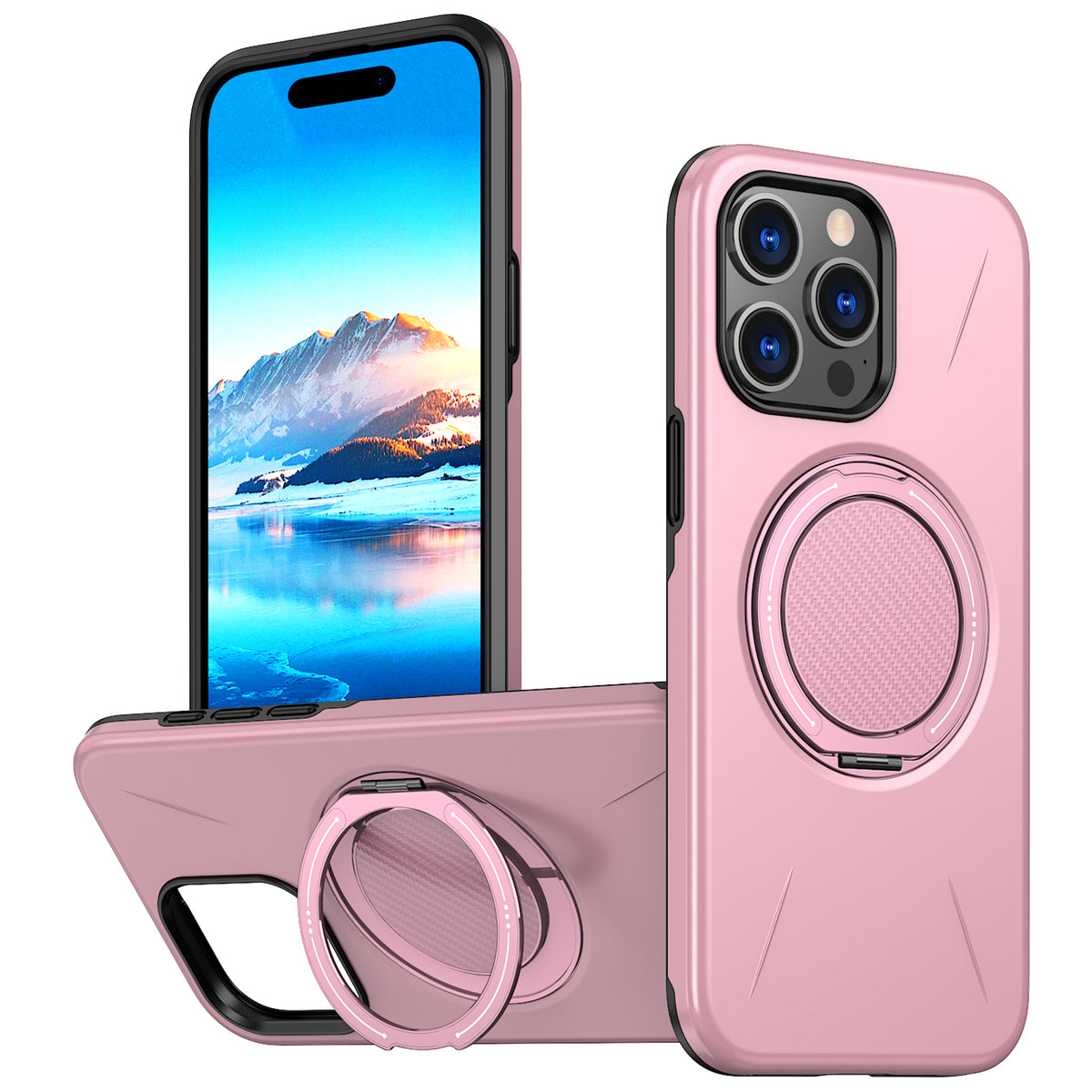 For iPhone 14 Pro Max Magnetic Case Rotating Kickstand TPU + PC Phone Cover