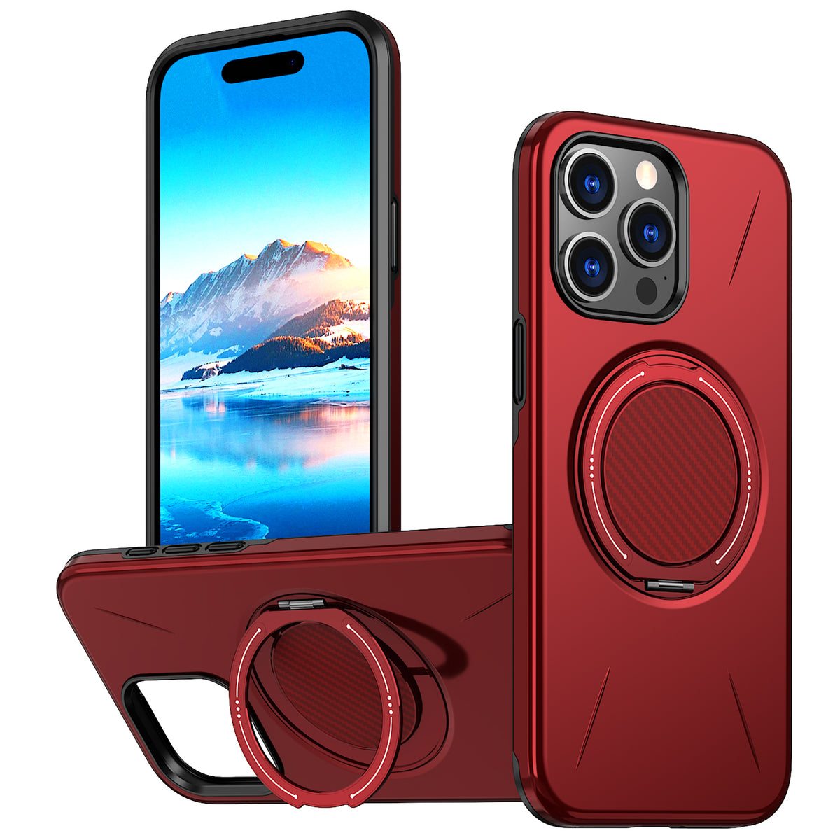For iPhone 14 Pro Max Magnetic Case Rotating Kickstand TPU + PC Phone Cover