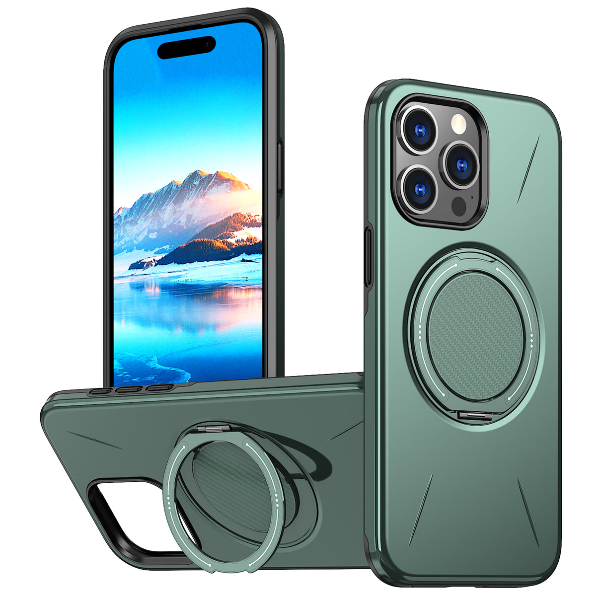 For iPhone 14 Pro Max Magnetic Case Rotating Kickstand TPU + PC Phone Cover