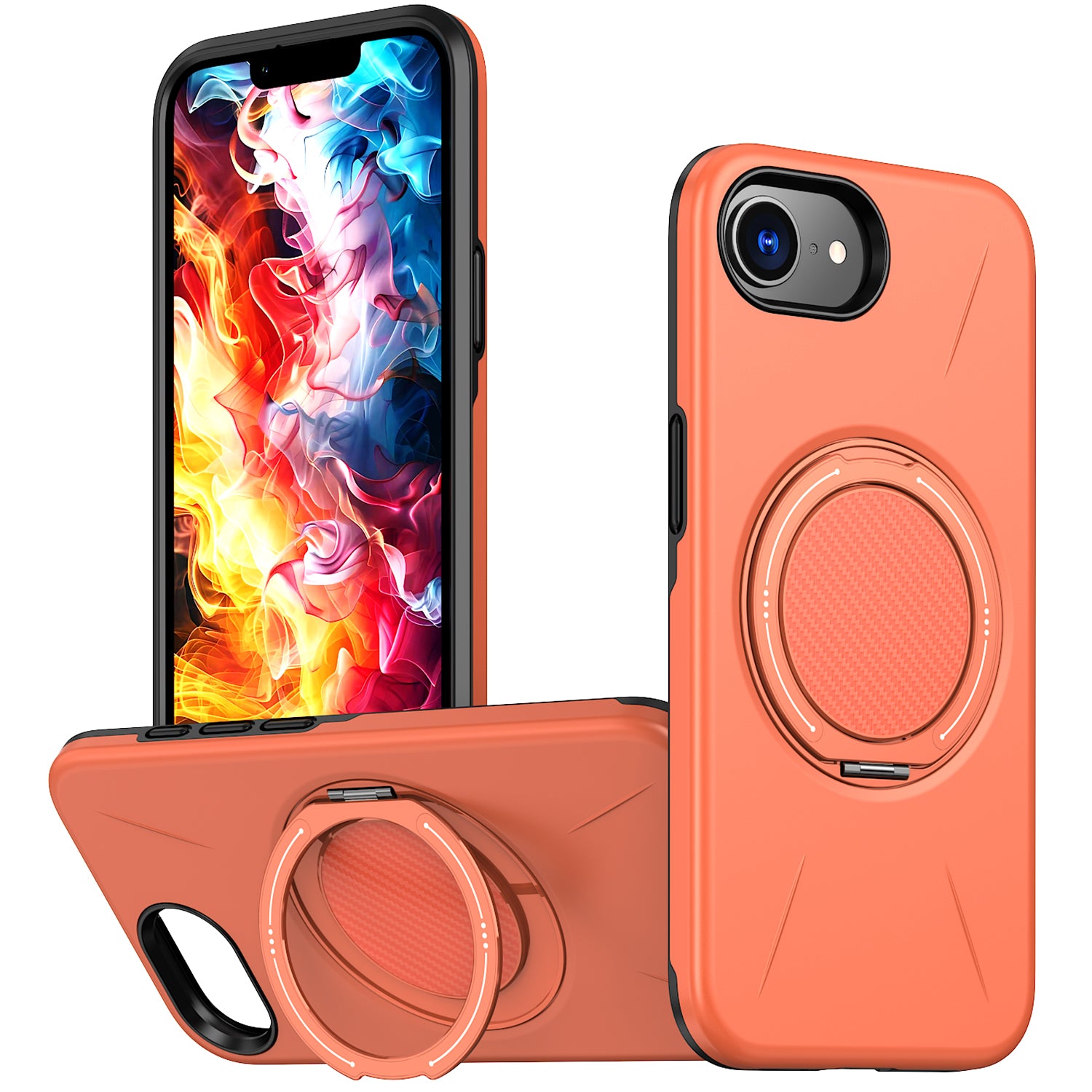 Til iPhone 17e / 16e Magnetisk cover med roterende støttefod TPU + PC Telefoncover