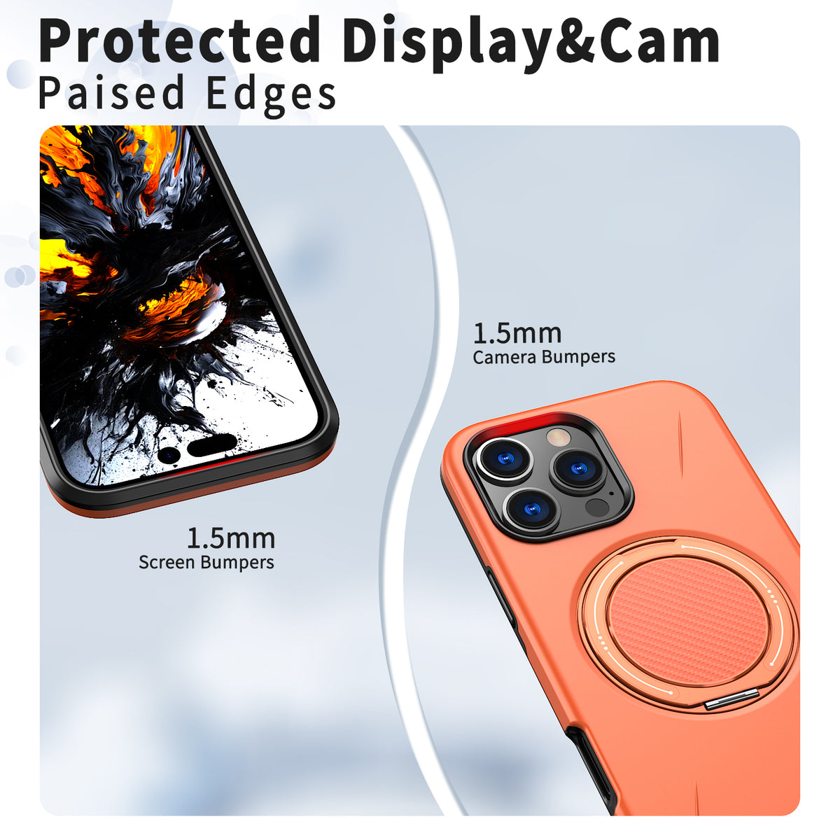 For iPhone 16 Pro Max Magnetic Case Rotating Kickstand TPU + PC Phone Cover