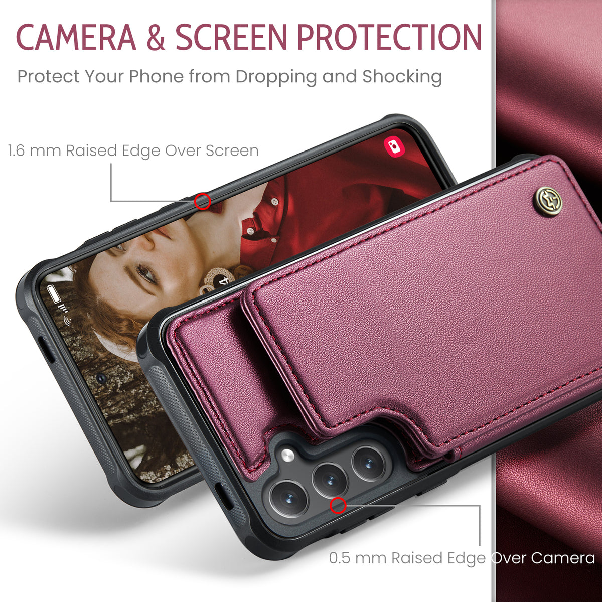CASEME Til Samsung Galaxy S26 FE / S25 FE Cover med RFID-blokerende 5 kortlommer C22 Læderbagcover