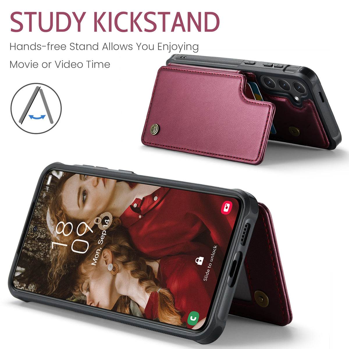CASEME Til Samsung Galaxy S26 FE / S25 FE Cover med RFID-blokerende 5 kortlommer C22 Læderbagcover