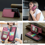 CASEME Til Samsung Galaxy S26 FE / S25 FE Cover med RFID-blokerende 5 kortlommer C22 Læderbagcover