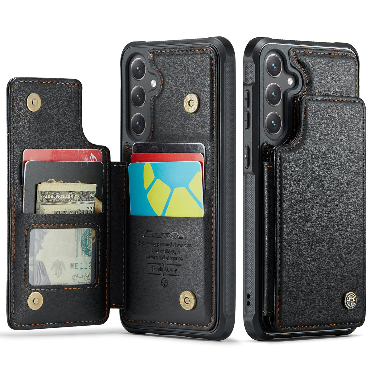 CASEME Til Samsung Galaxy S26 FE / S25 FE Cover med RFID-blokerende 5 kortlommer C22 Læderbagcover