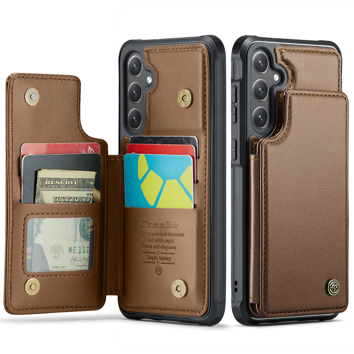CASEME Til Samsung Galaxy S26 FE / S25 FE Cover med RFID-blokerende 5 kortlommer C22 Læderbagcover