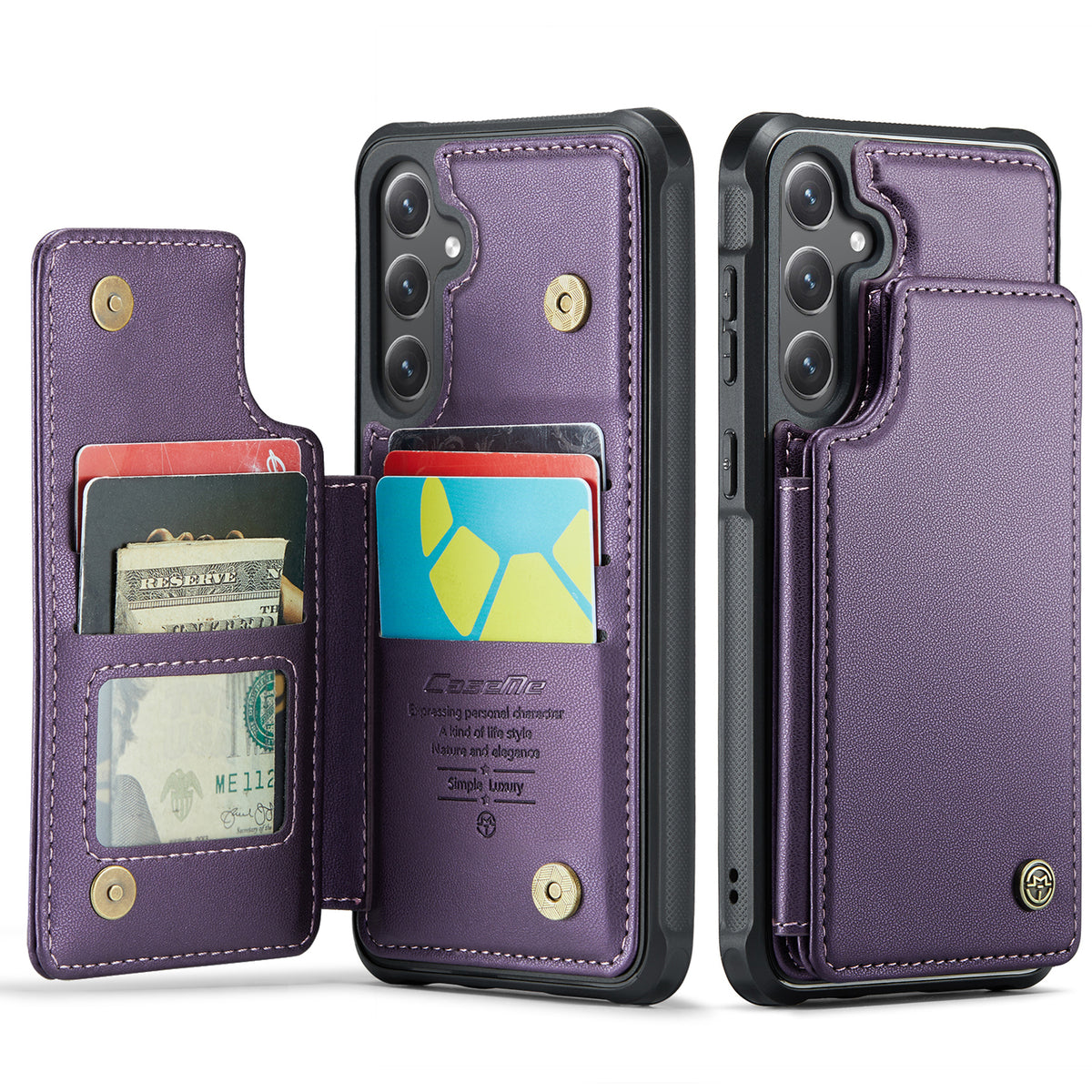 CASEME Til Samsung Galaxy S26 FE / S25 FE Cover med RFID-blokerende 5 kortlommer C22 Læderbagcover