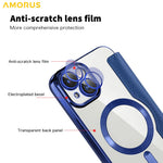 AMORUS For iPhone 13 Case Compatible with MagSafe RFID Blocking Card Holder Leather Phone Cover