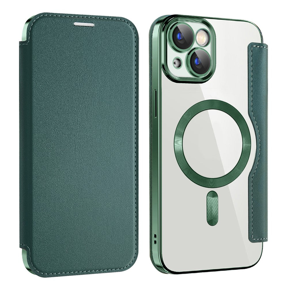 AMORUS For iPhone 13 Case Compatible with MagSafe RFID Blocking Card Holder Leather Phone Cover