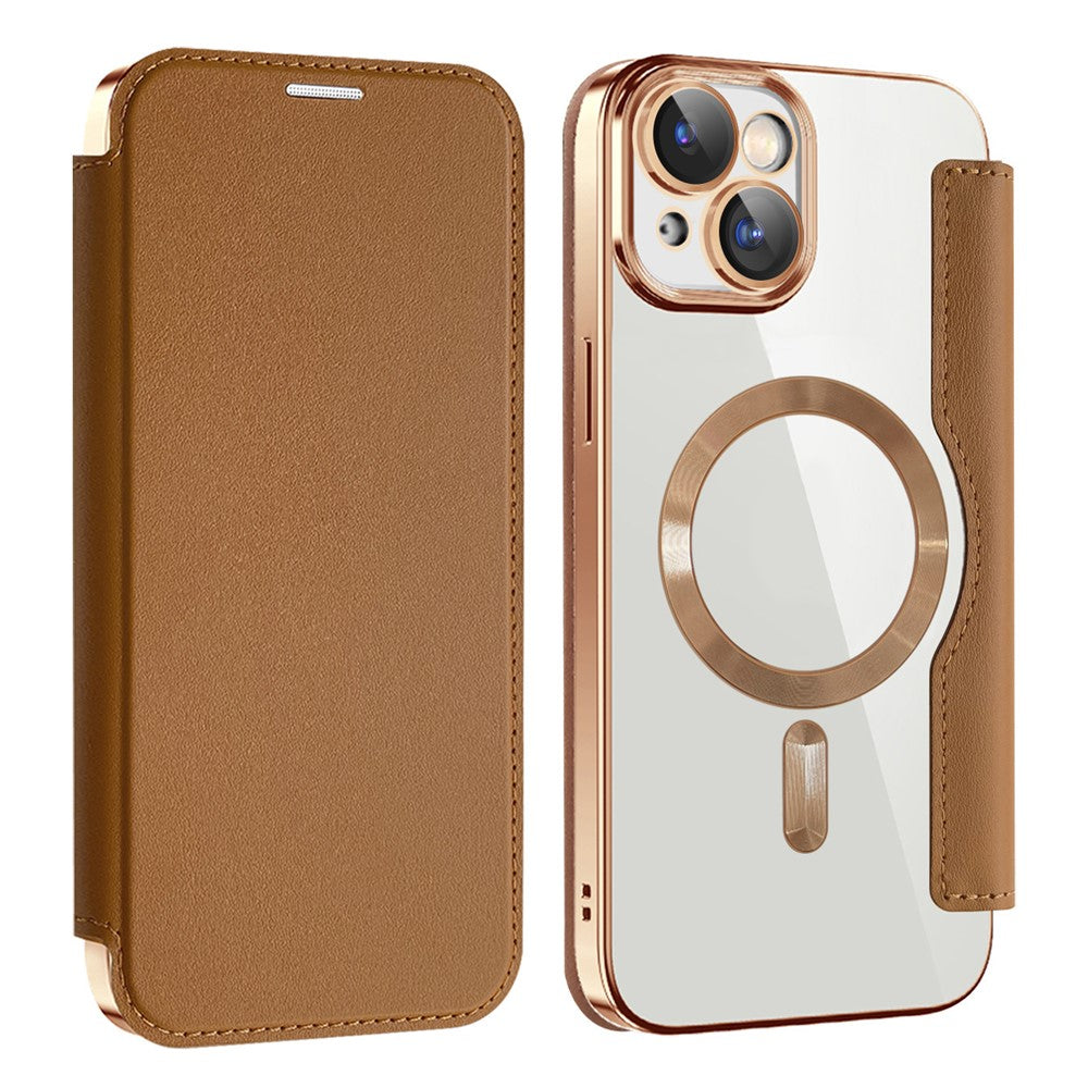AMORUS For iPhone 13 Case Compatible with MagSafe RFID Blocking Card Holder Leather Phone Cover