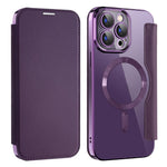 AMORUS For iPhone 13 Pro Case Compatible with MagSafe RFID Blocking Card Holder Leather Phone Cover