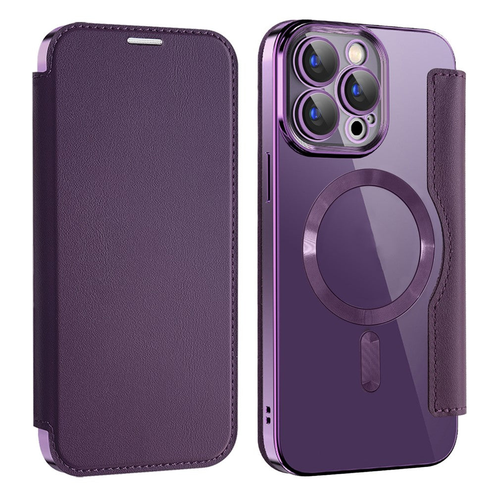 AMORUS For iPhone 13 Pro Case Compatible with MagSafe RFID Blocking Card Holder Leather Phone Cover