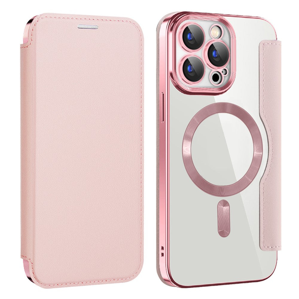 AMORUS For iPhone 13 Pro Case Compatible with MagSafe RFID Blocking Card Holder Leather Phone Cover