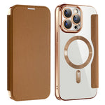 AMORUS For iPhone 13 Pro Case Compatible with MagSafe RFID Blocking Card Holder Leather Phone Cover