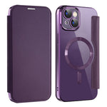 AMORUS For iPhone 14 Case Compatible with MagSafe RFID Blocking Card Holder Leather Phone Cover